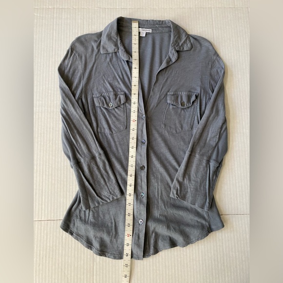 Standard James Perse light smokey denim blue sheer side slub shirt size 2 - Picture 3 of 12